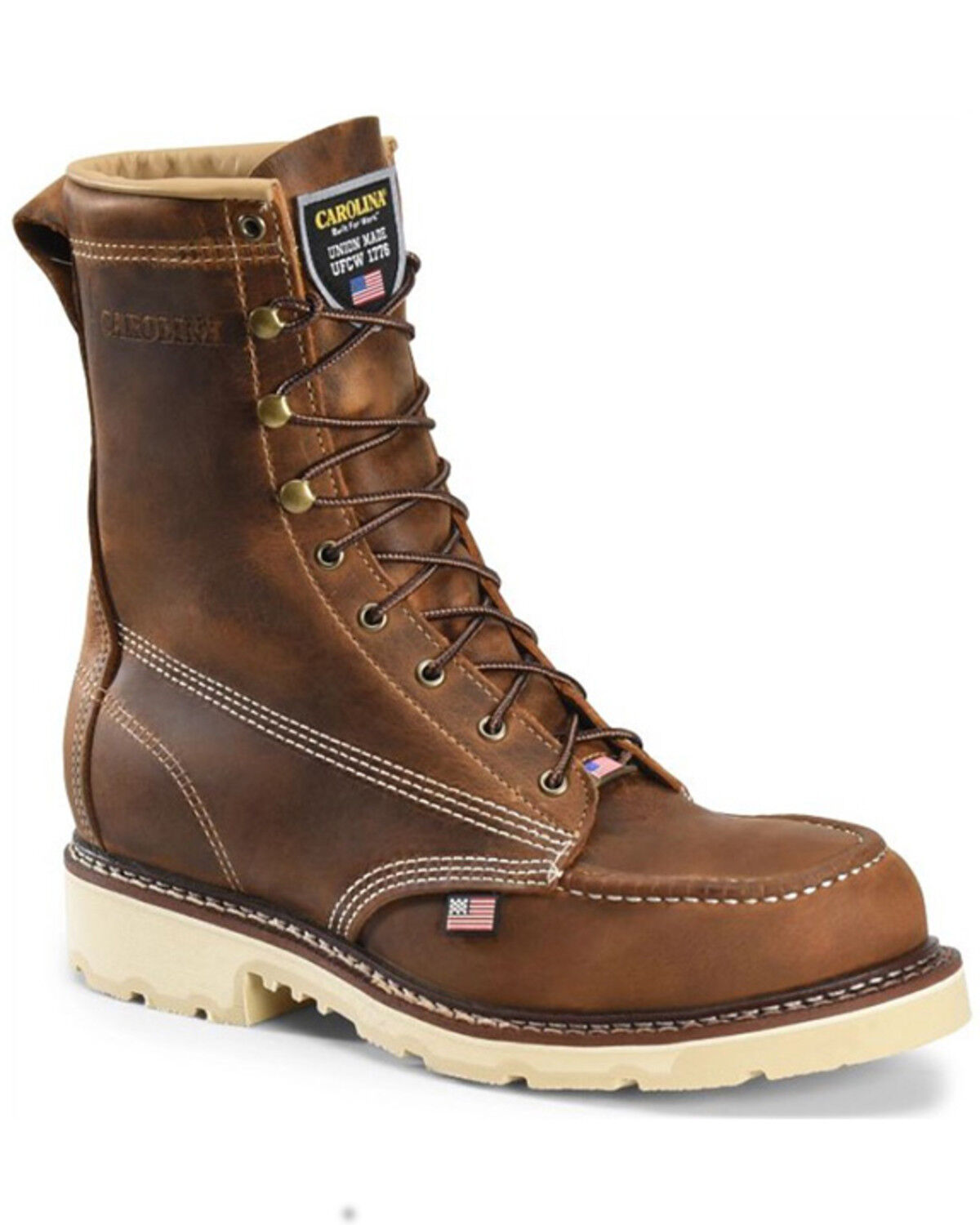 Image #1 - Carolina Men's 8" Moc Work Boots - Steel Toe, Dark Brown, hi-res