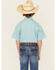 Image #4 - Panhandle Boys' Geo Print Short Sleeve Snap Western Shirt, Aqua, hi-res