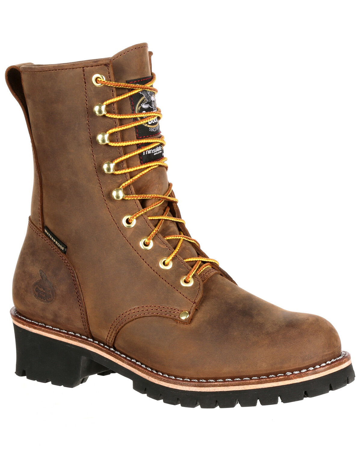 Image #1 - Georgia Boot Men's Waterproof Insulated Logger Work Boots - Steel Toe, Brown, hi-res