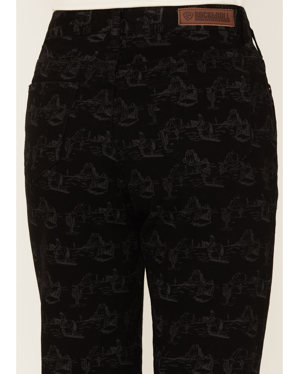 Image #4 - Rock & Roll Denim Women's Desert Print High Rise Cropped Straight Jeans, Black, hi-res