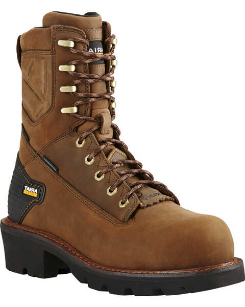Image #1 - Ariat Men's Powerline H20 8" Lace-Up Work Boots - Composite Toe, Brown, hi-res
