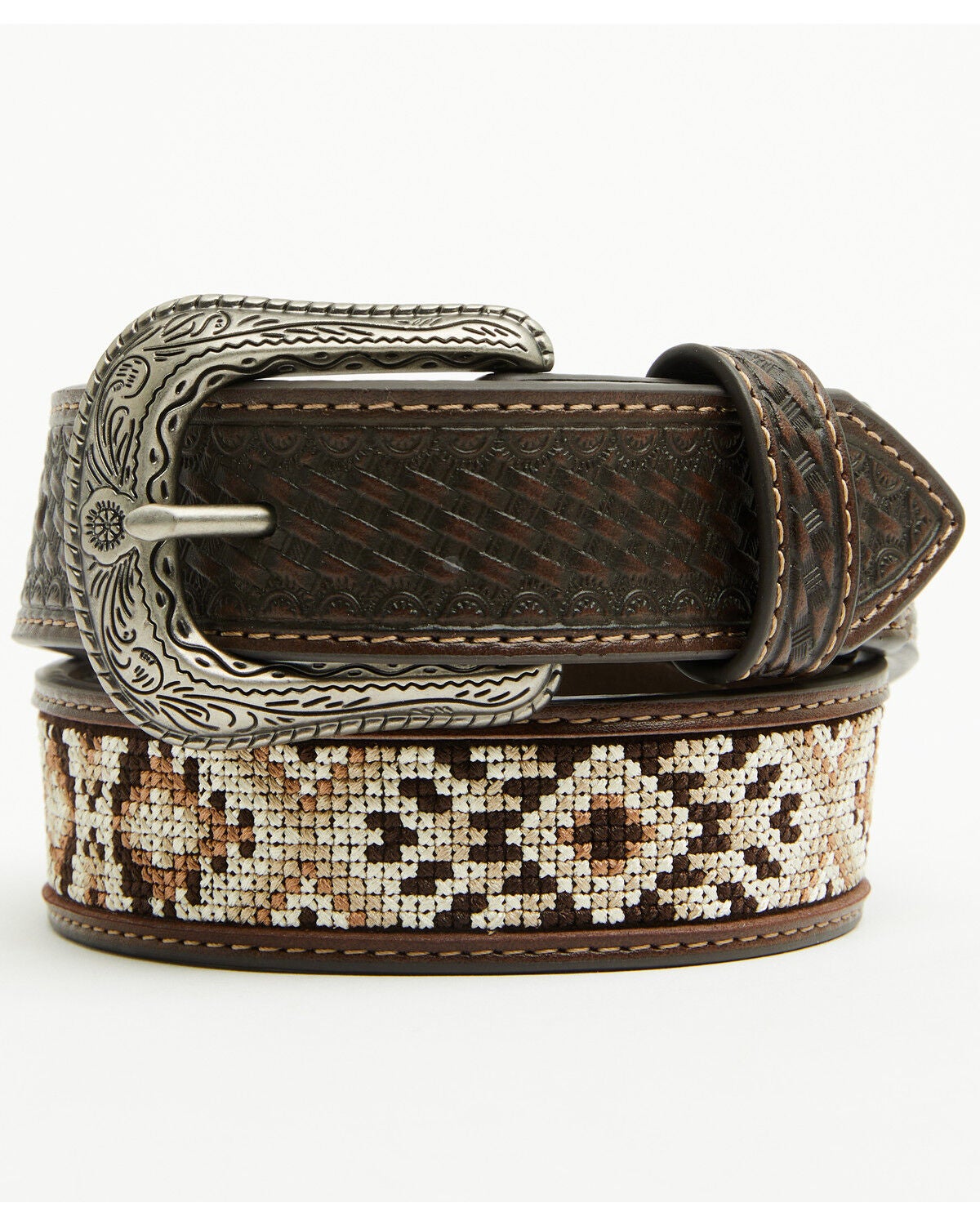 Image #1 - Cody James Boys' Tucker Southwestern Faux Leather Belt, Black, hi-res