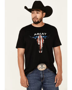 Ariat Men's American Steer Graphic Short Sleeve T-Shirt , Black, hi-res