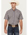 Image #1 - Cinch Men's Plaid Print Short Sleeve Button-Down Western Shirt, Purple, hi-res