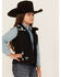 Image #2 - Cowgirl Hardware Girls' Cow Print Yoke Poly Shell Vest, Black, hi-res