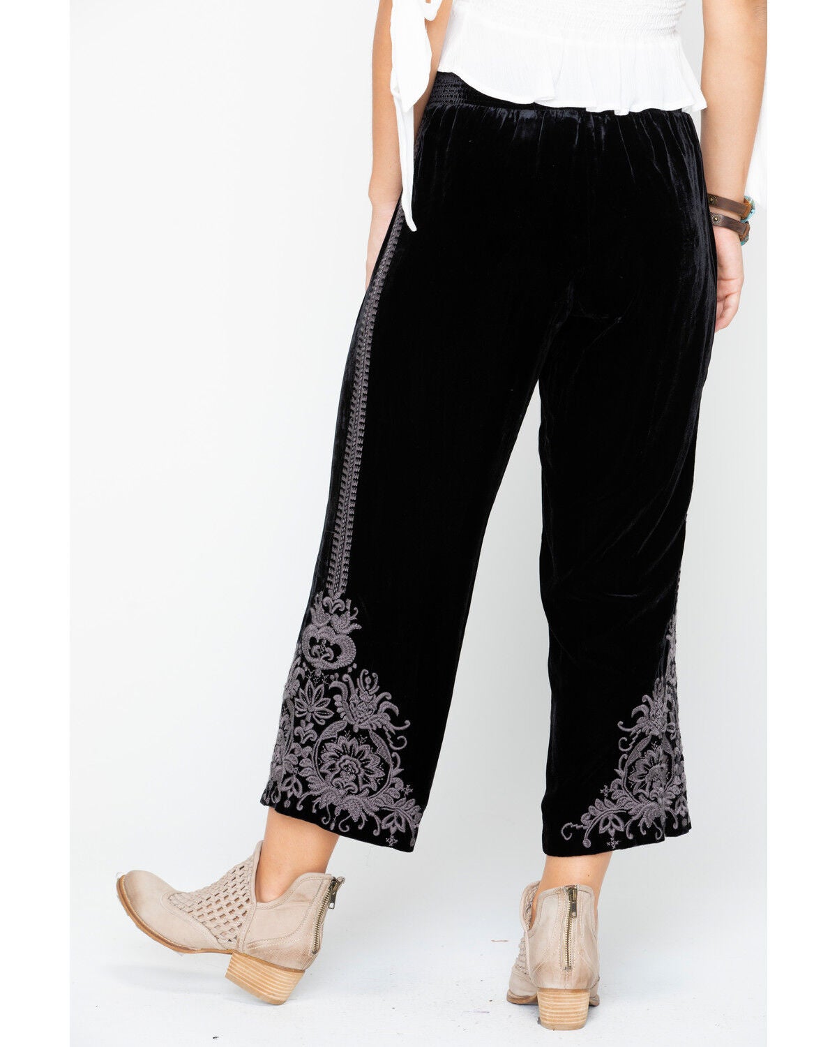 Hirsch Velvet Embroidered Crop Pants 