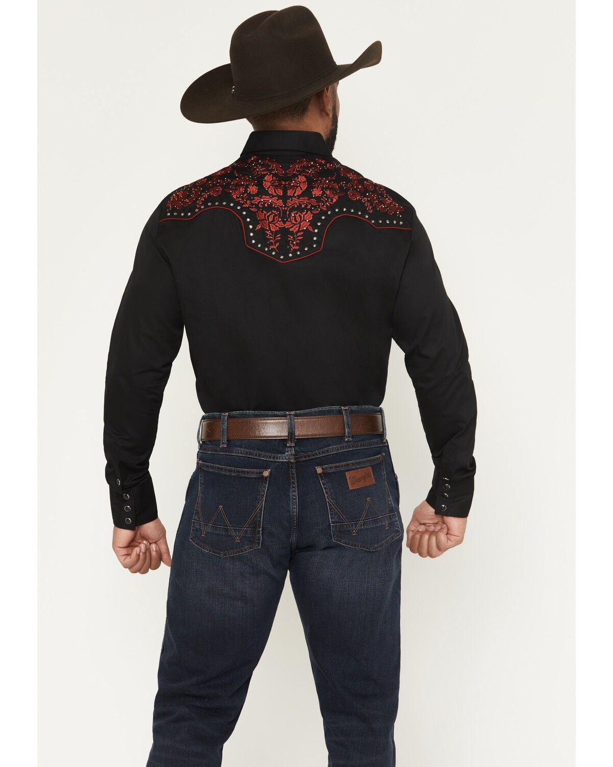 Image #4 - Rodeo Clothing Men's Embroidered Embellished Long Sleeve Snap Western Shirt, Black, hi-res