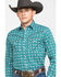 Rock 47 By Wrangler Men's Teal Geo Print Long Sleeve Western Shirt , Teal, hi-res