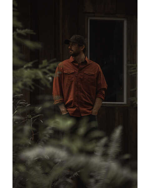 Image #1 - Brothers and Sons Men's Weathered Twill Solid Long Sleeve Button-Down Western Shirt  , Red, hi-res