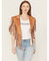 Image #1 - Saints & Hearts Women's Faux Suede Horseshoe Fringe Cape, Camel, hi-res