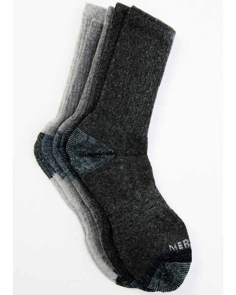 Image #3 - Merrell Men's Crew Socks - 3-Pack, Charcoal, hi-res