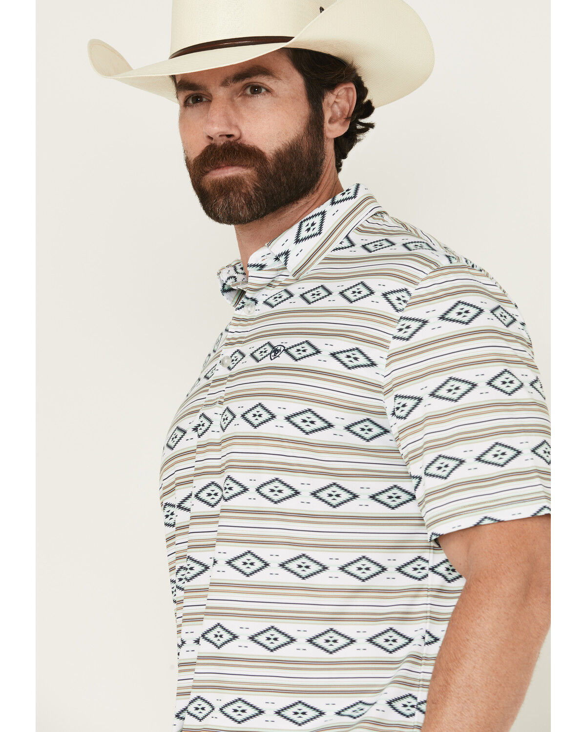 Image #2 - Ariat Men's Southwestern Striped Short Sleeve Performance Polo, , hi-res