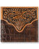 Image #1 - Ariat Men's Bi-Fold Croc Floral Embossed Wallet, Brown, hi-res