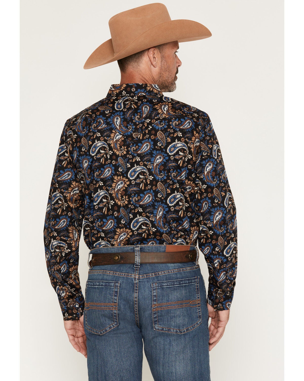 Image #4 - Cody James Men's Thornbush Paisley Print Long Sleeve Snap Western Shirt, Black, hi-res