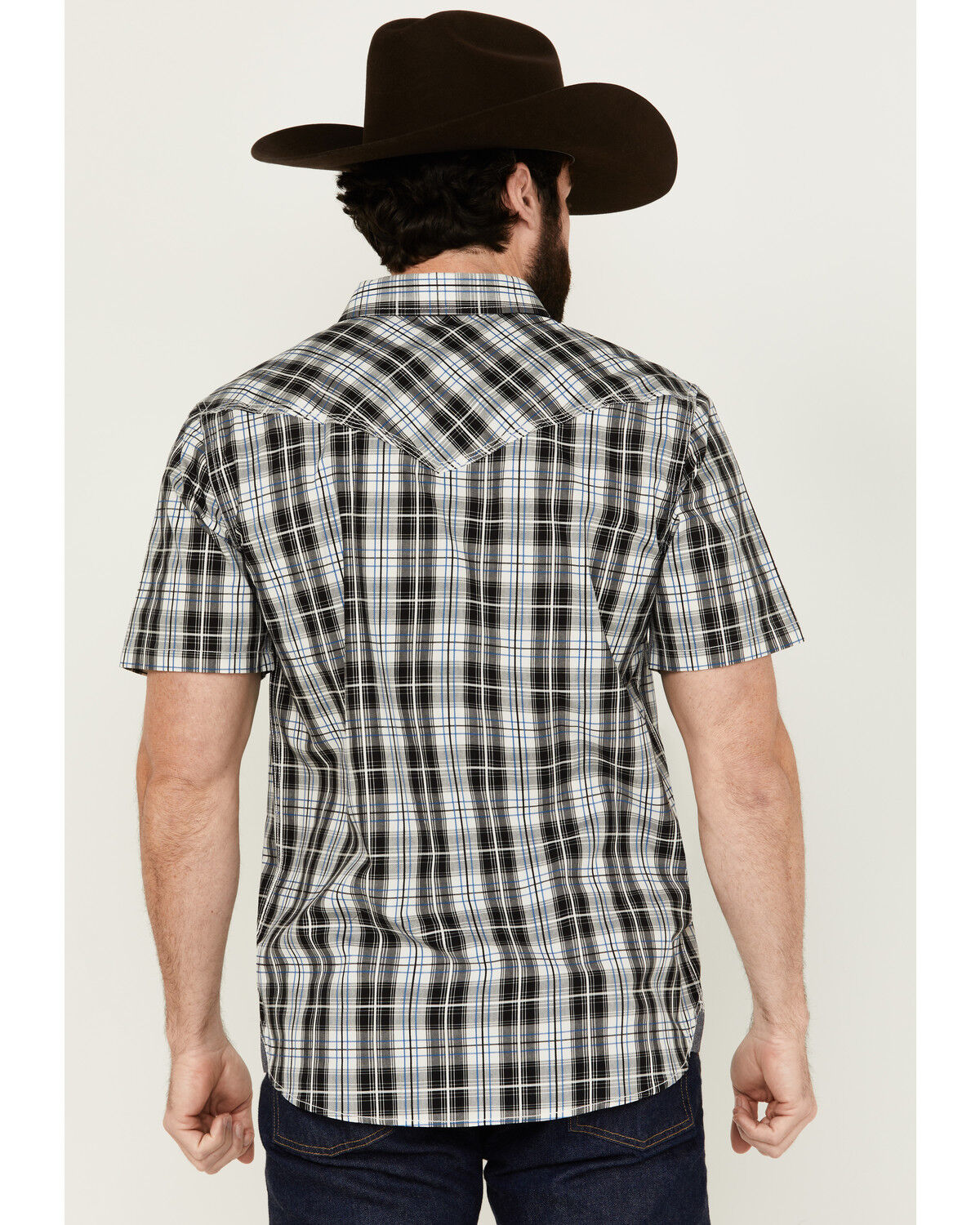 Image #4 - Moonshine Spirit Men's Macho Plaid Print Short Sleeve Snap Western Shirt, White, hi-res