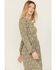 Image #2 - Wild Moss Women's Mineral Wash Smocked Long Sleeve Mini Dress, Sage, hi-res