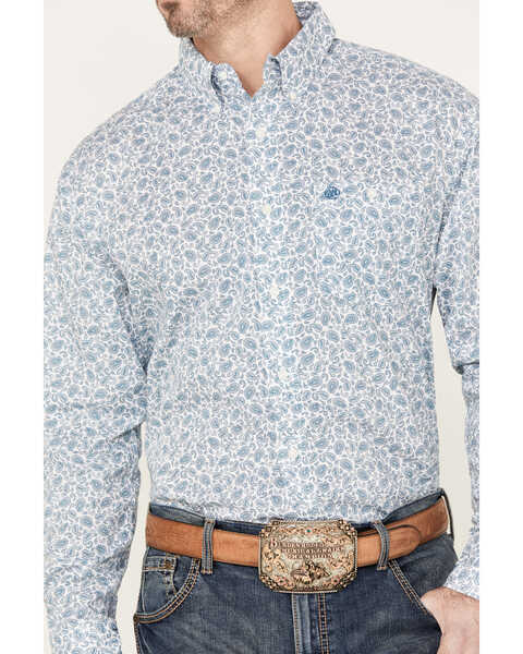 Image #3 - Wrangler Men's Classics Paisley Print Long Sleeve Button Down Western Shirt, Teal, hi-res