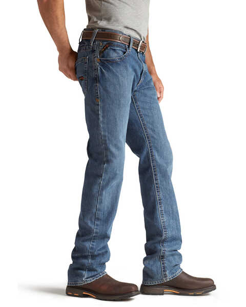 Image #5 - Ariat Men's FR M4 Medium Wash Relaxed Basic Bootcut Jeans, Denim, hi-res