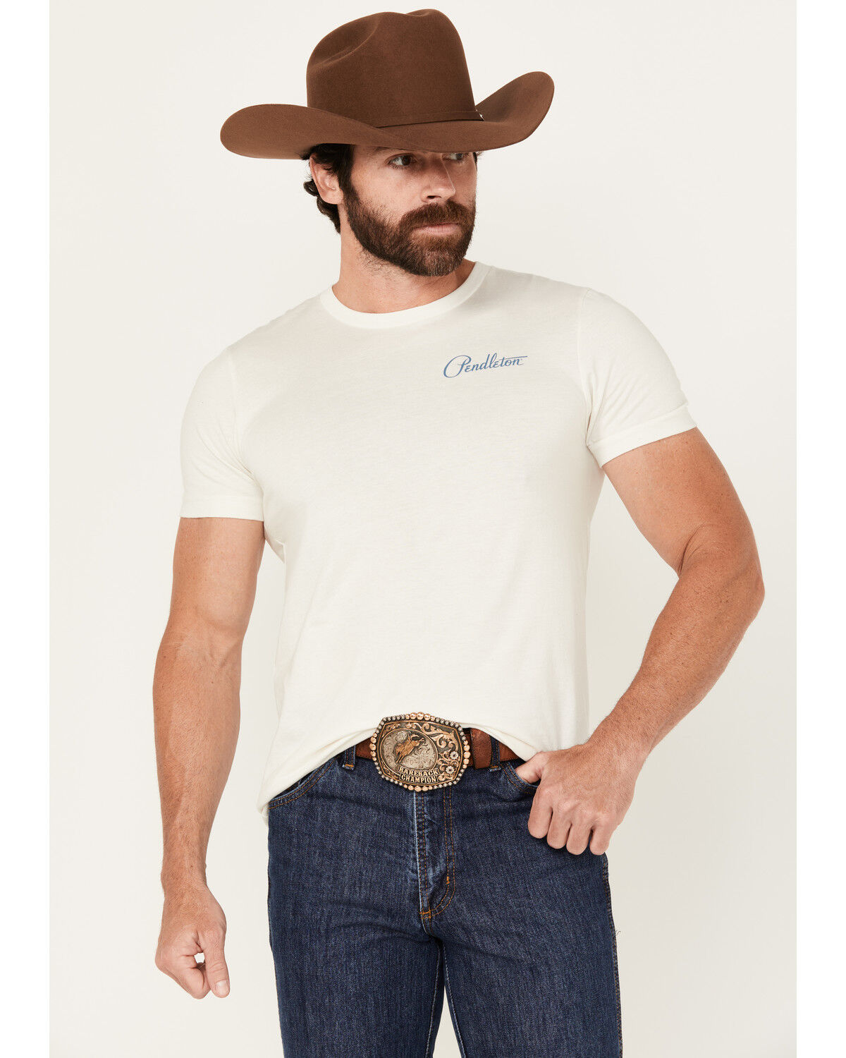 Image #2 - Pendleton Men's Boot Barn Exclusive Pinto Mountains Short Sleeve Graphic T-Shirt, Off White, hi-res