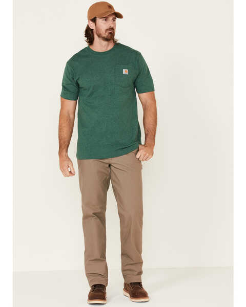 Image #2 - Carhartt Men's Loose Fit Heavyweight Logo Pocket Work T-Shirt, Dark Green, hi-res