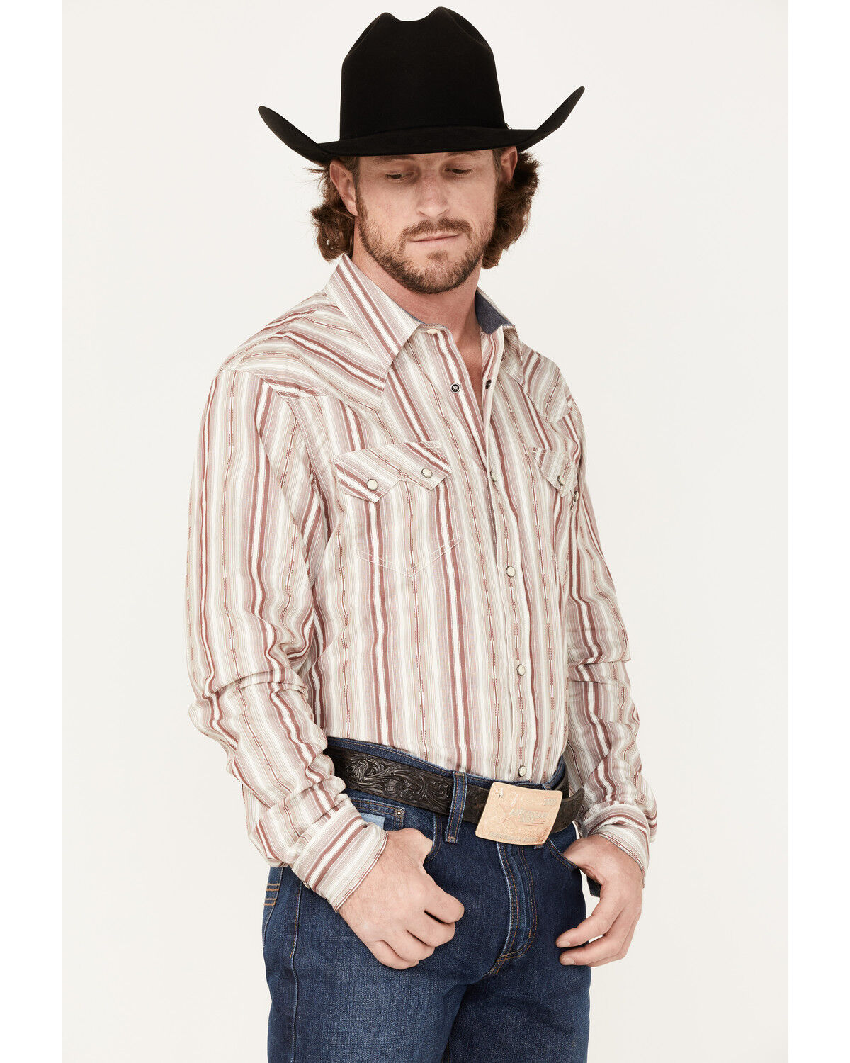 Image #2 - Cody James Men's Alpina Striped Long Sleeve Snap Western Shirt, Cream, hi-res