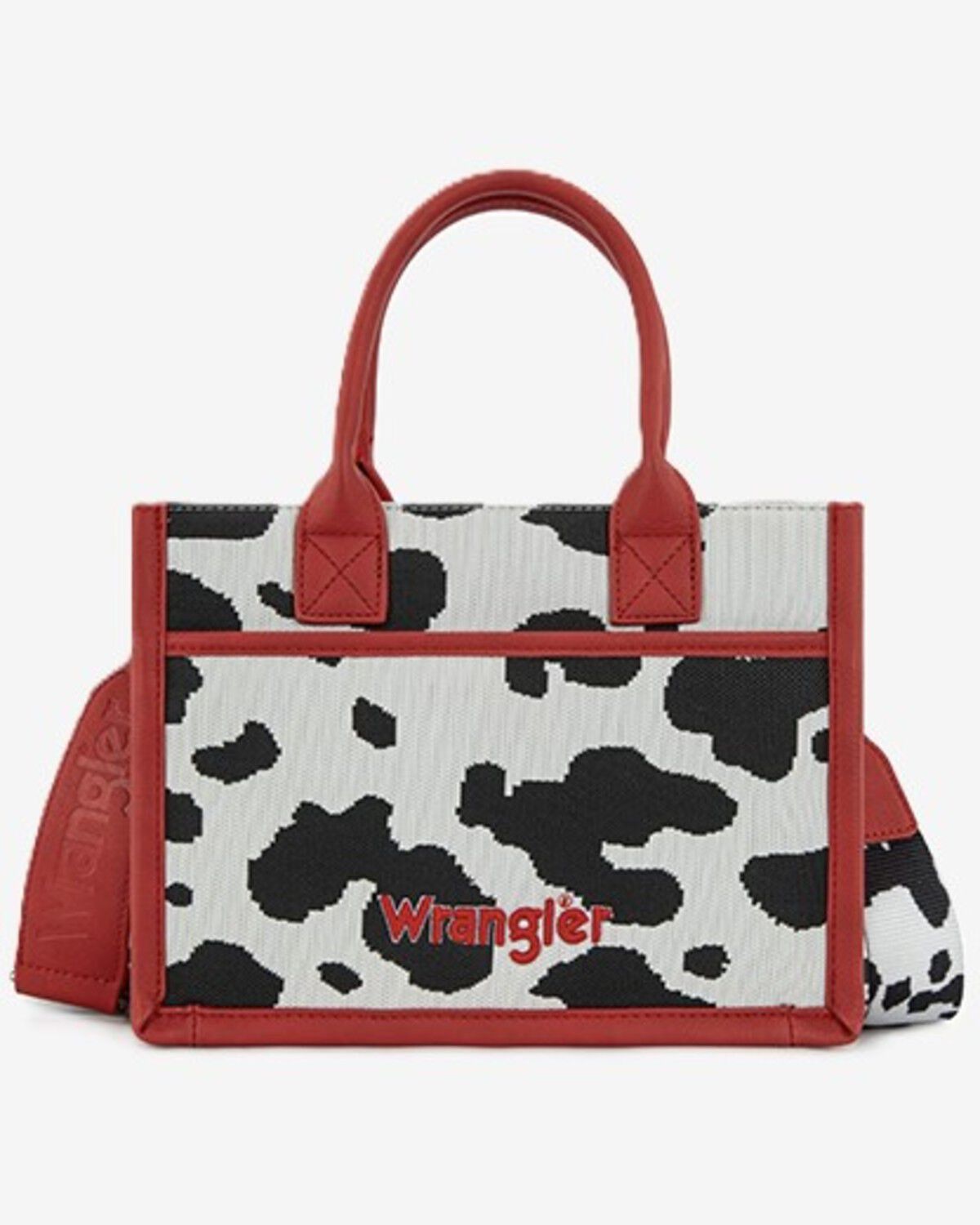 Wrangler Women's Cow Print Crossbody Tote, Red, hi-res