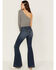 Image #3 - Wrangler Retro Women's Medium Wash High Rise Flare Patch Pocket Victoria Jeans, Blue, hi-res
