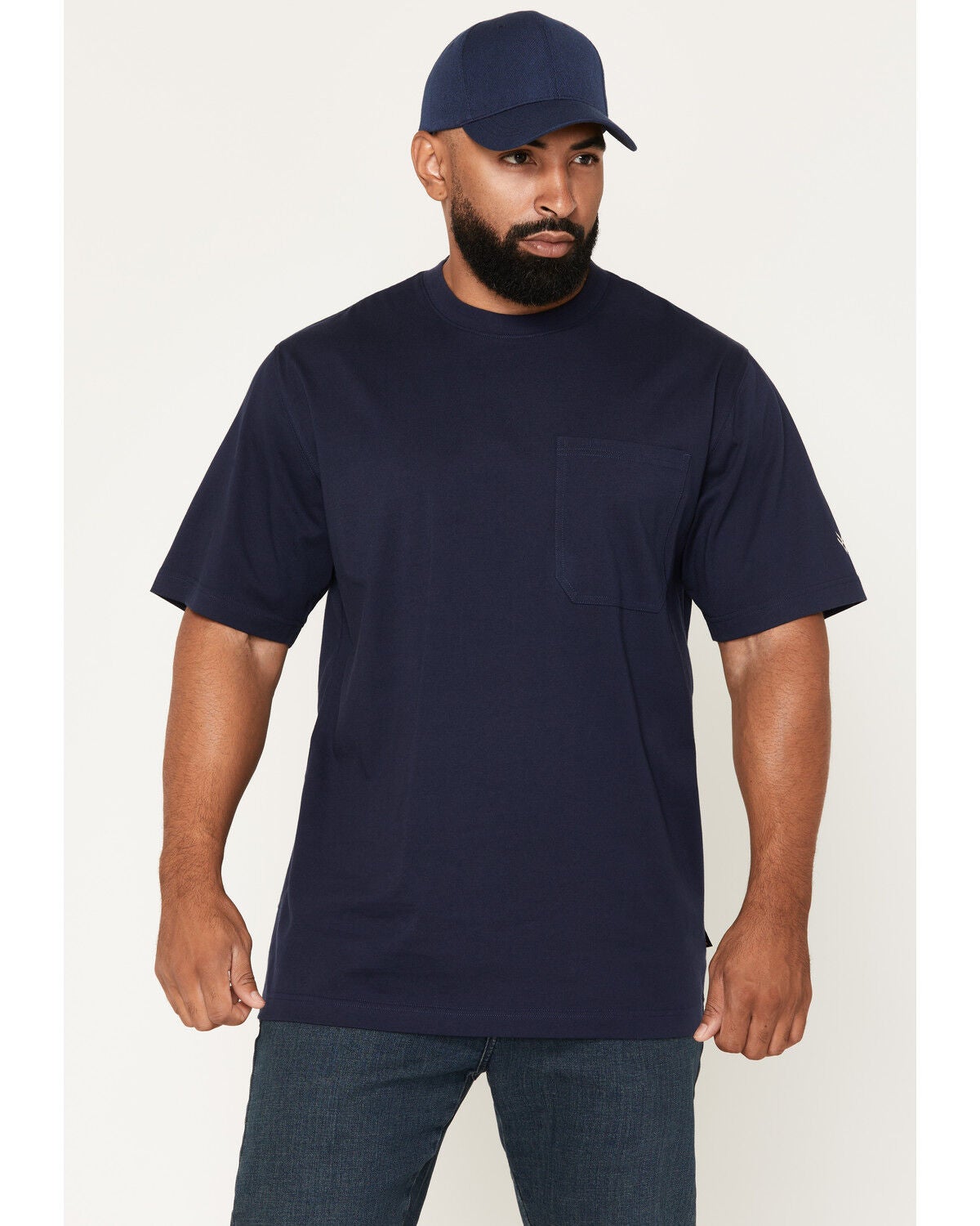 Image #2 - Hawx Men's Backbone Short Sleeve Graphic Pocket Work T-Shirt, Navy, hi-res
