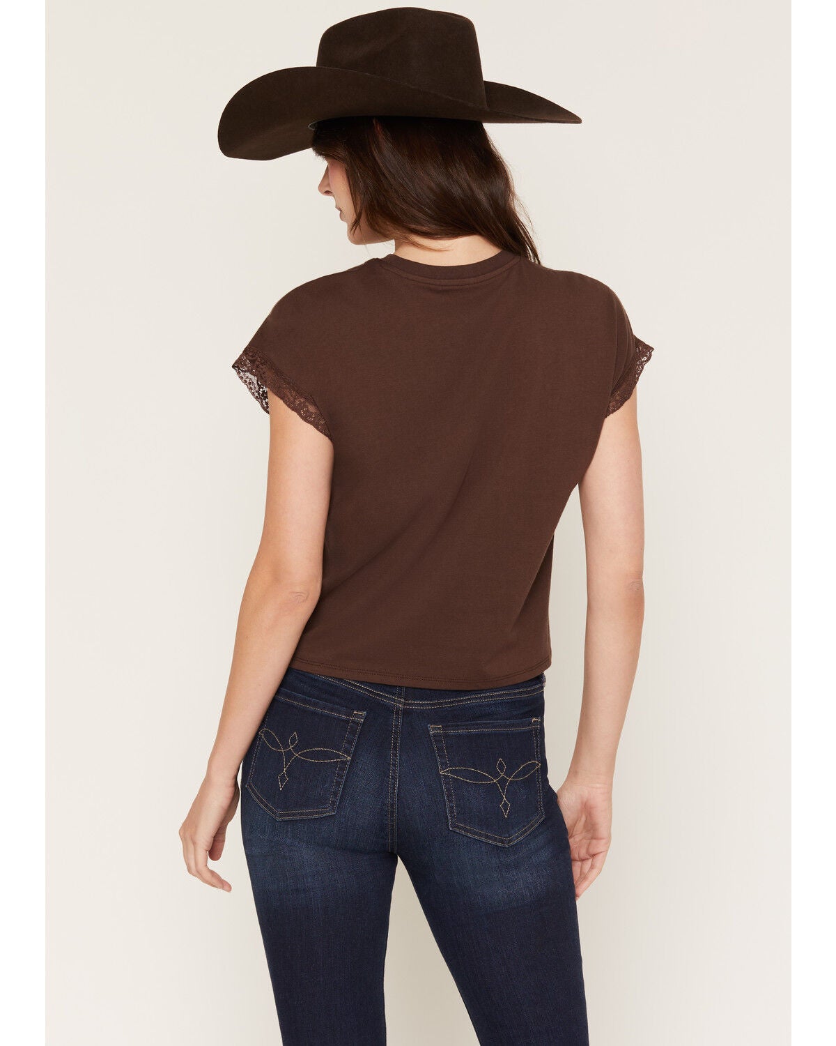 Image #4 - White Crow Women's Marika Lace Trim Muscle Tee, Brown, hi-res