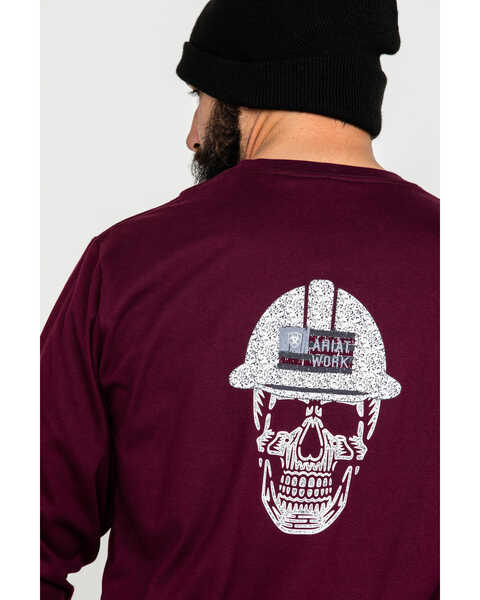 Image #5 - Ariat Men's FR Roughneck Skull Logo Crew Long Sleeve Work T-Shirt , Red, hi-res
