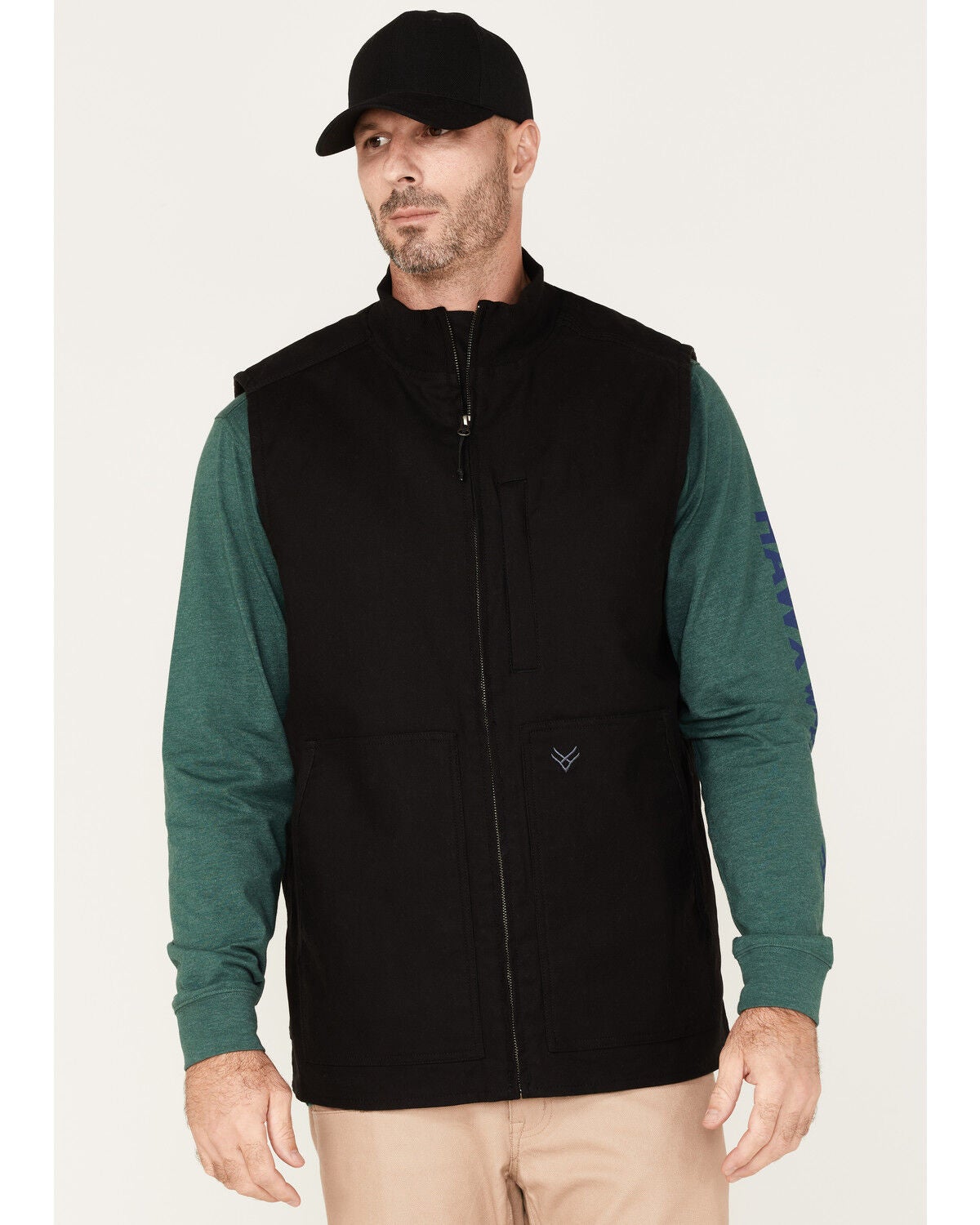 Hawx Men's Canvas Zip-Front Insulated Work Vest, Black, hi-res