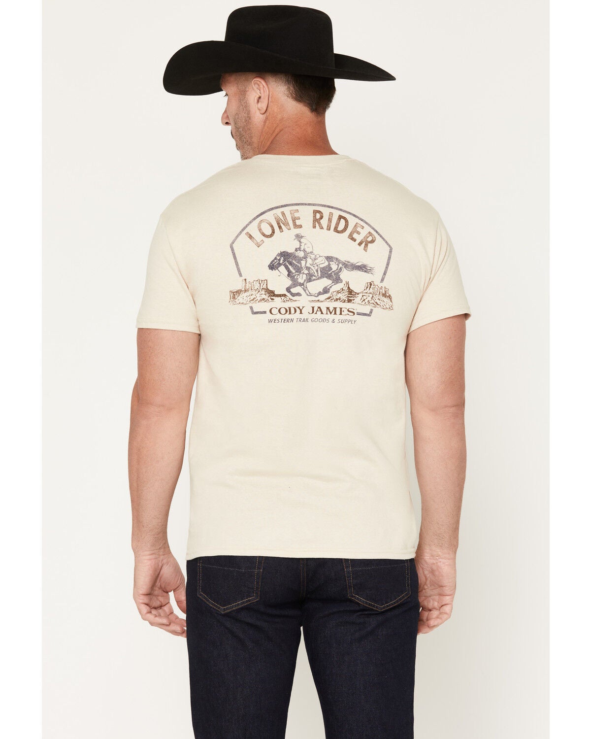 Image #1 - Cody James Men's Lone Rider Short Sleeve Graphic T-Shirt, Sand, hi-res