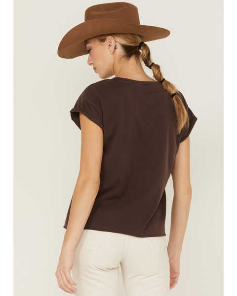 Image #4 - Cleo + Wolf Women's Texas Map Rolled Sleeve Graphic Tee , Dark Brown, hi-res