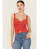Image #2 - Idyllwind Women's Eastland Faux Suede Lace-Up Corset, Coral, hi-res