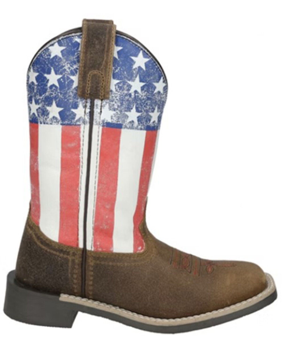 Smoky Mountain Boys' Old Glory Patriotic Western Boots - Broad Square Toe, Brown, hi-res
