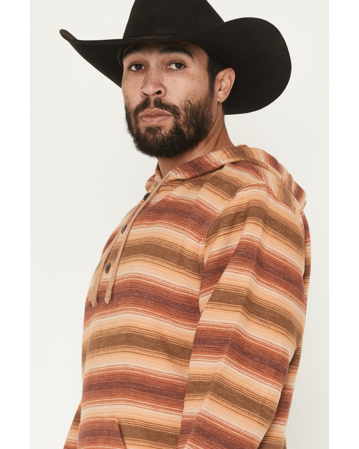 Image #2 - Pendleton Men's Driftwood Striped Print Hooded Sweatshirt, Tan, hi-res