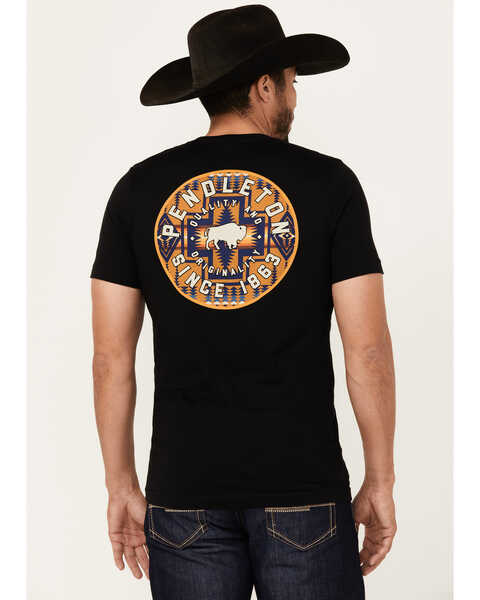 Pendleton Men's Boot Barn Exclusive Bison Harding Logo Short Sleeve Graphic T-Shirt , Black, hi-res