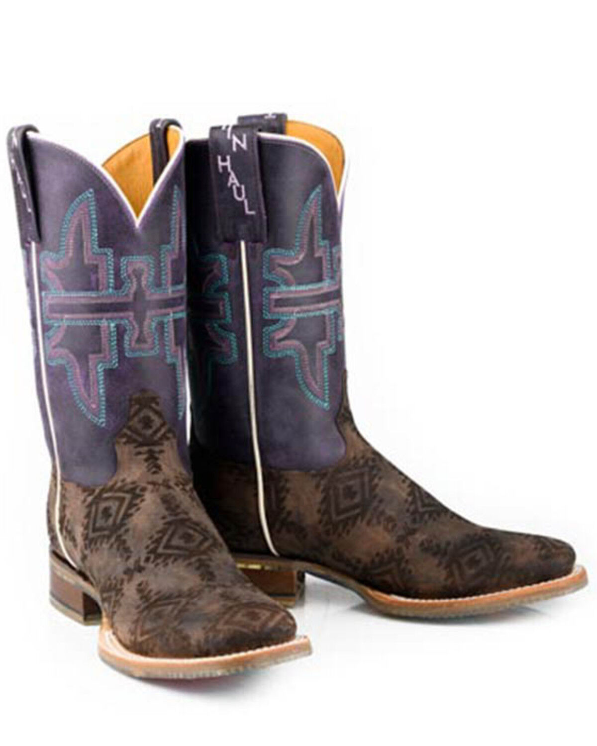Image #1 - Tin Haul Women's Sizzling Aztec Western Boots - Broad Square Toe, Brown, hi-res