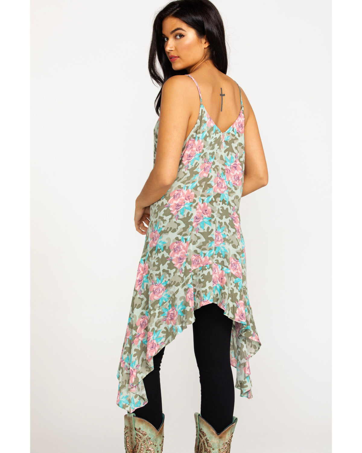 Image #4 - Ariat Women's Petal Floral Camo Print Tank, Multi, hi-res