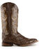 Image #3 - Ferrini Men's Ostrich Patchwork Exotic Western Boots - Broad Square Toe , Chocolate, hi-res