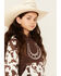 Image #2 - Cowgirl Hardware Girls' Horseshoe Raglan Fleece Hoodie, Chocolate, hi-res
