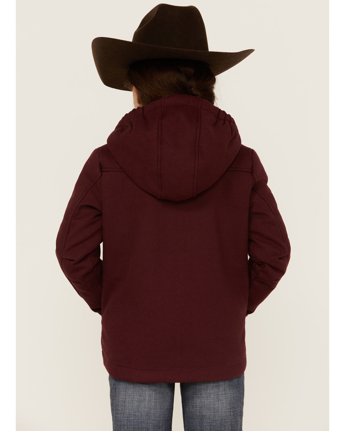 Image #4 - Shyanne Girls' Canvas Hooded Jacket, Burgundy, hi-res