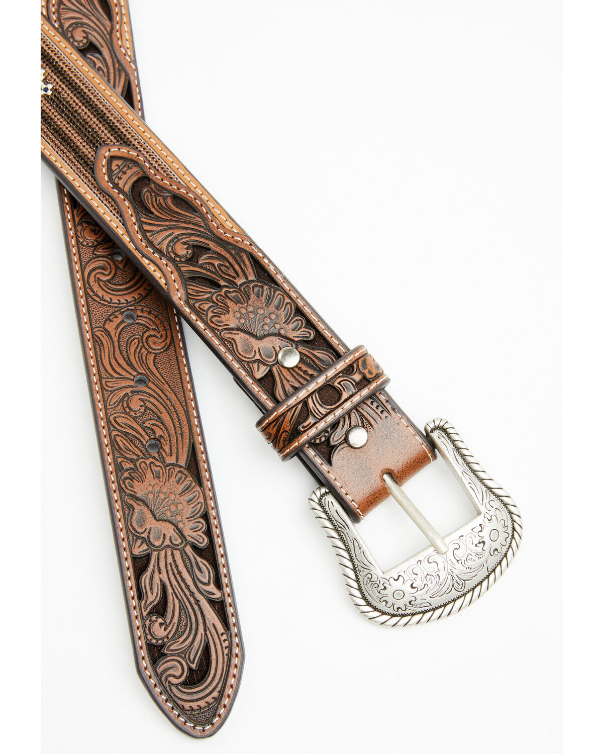 Image #2 - Cody James Men's Austin Southwestern Print Embroidered and Tooled Belt, Brown, hi-res
