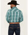 Image #4 - Wrangler Retro Men's Plaid Print Long Sleeve Snap Western Shirt - Tall, Turquoise, hi-res