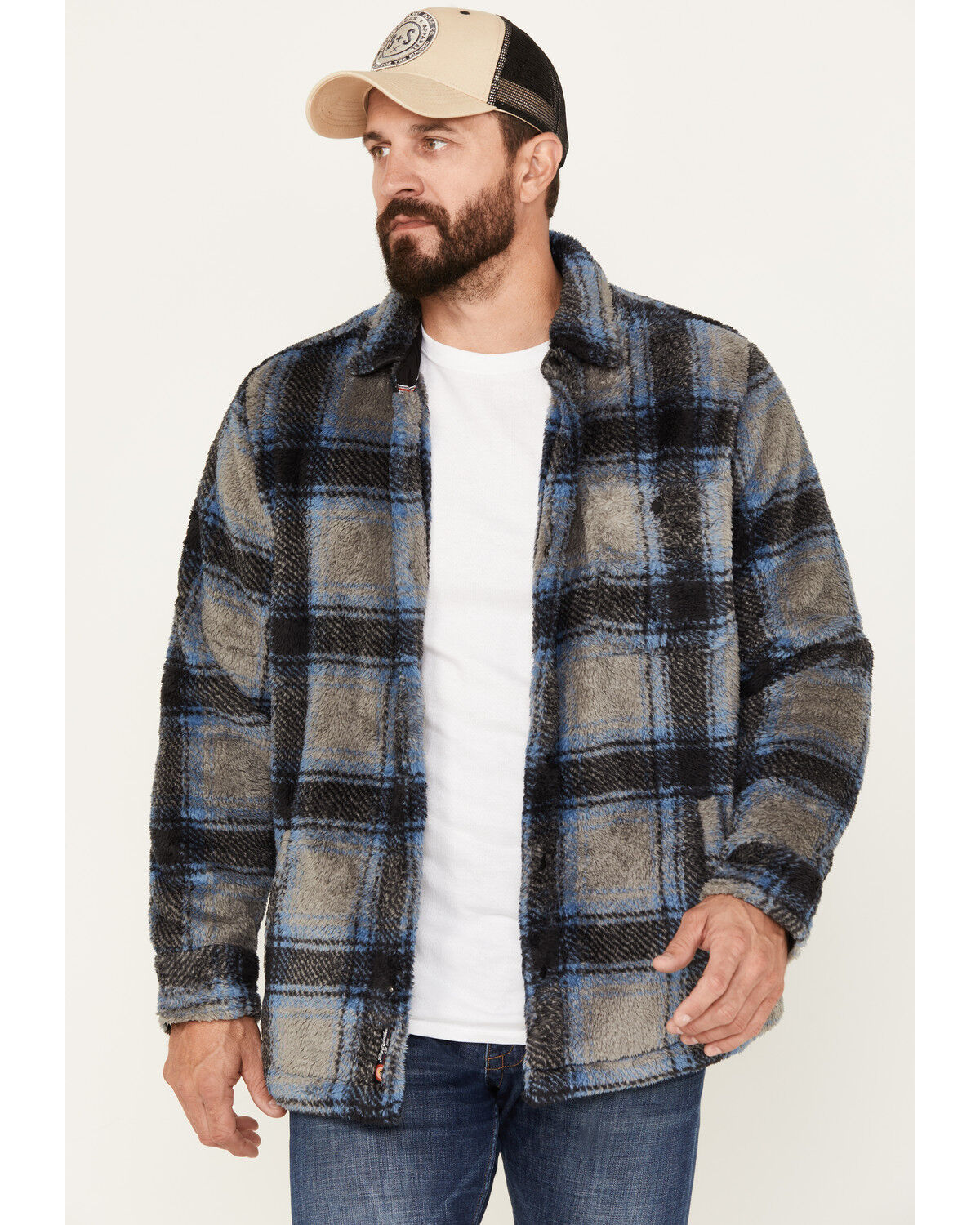 Image #1 - Flag & Anthem Men's Atoka Sherpa Plaid Print Shirt Jacket, , hi-res