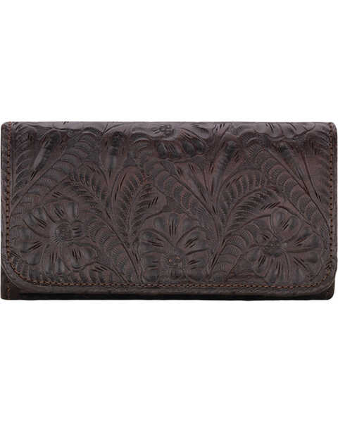 American West Women's Chocolate Annie's Secret Tri-Fold Wallet , Chocolate, hi-res
