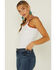 Image #1 - Wild Moss Women's  Ribbed Contrast Lace Tank Top , White, hi-res