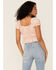 Image #3 - Jolt Women's Jacquard Crinkle Short Sleeve Peasant Crop Top , Blush, hi-res
