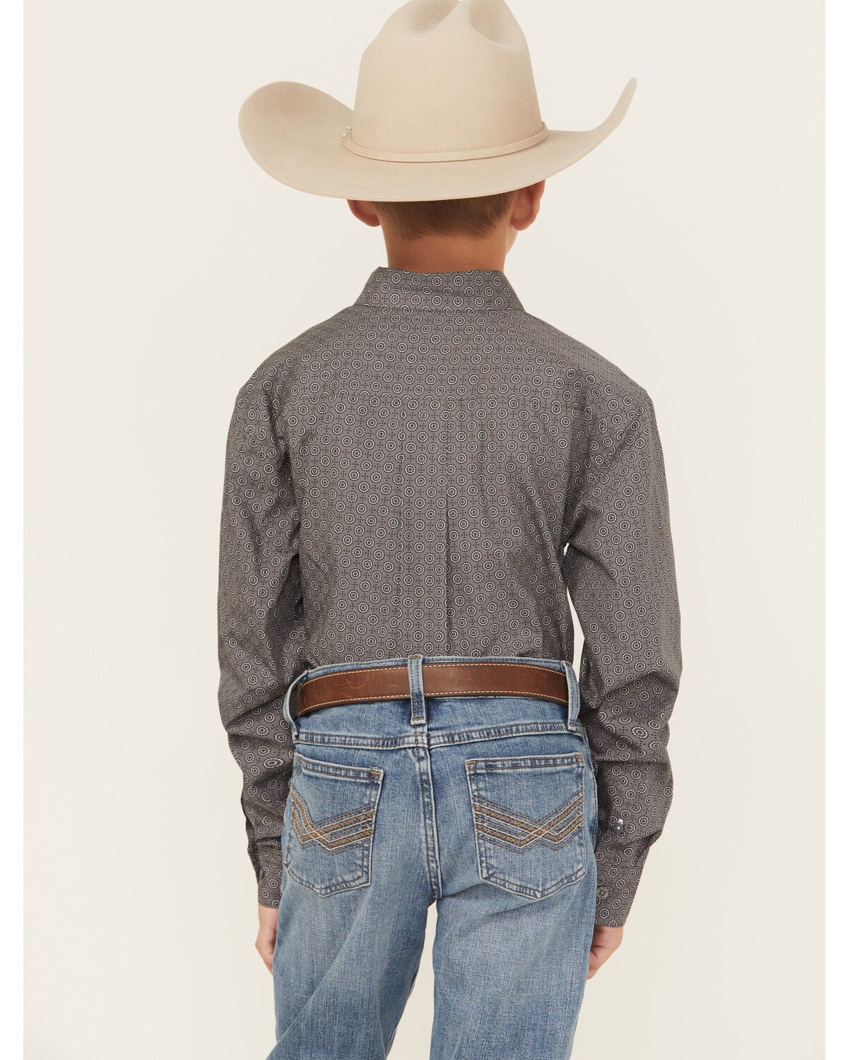 Image #4 - Cinch Boys' Geo Print Long Sleeve Button-Down Western Shirt, Grey, hi-res