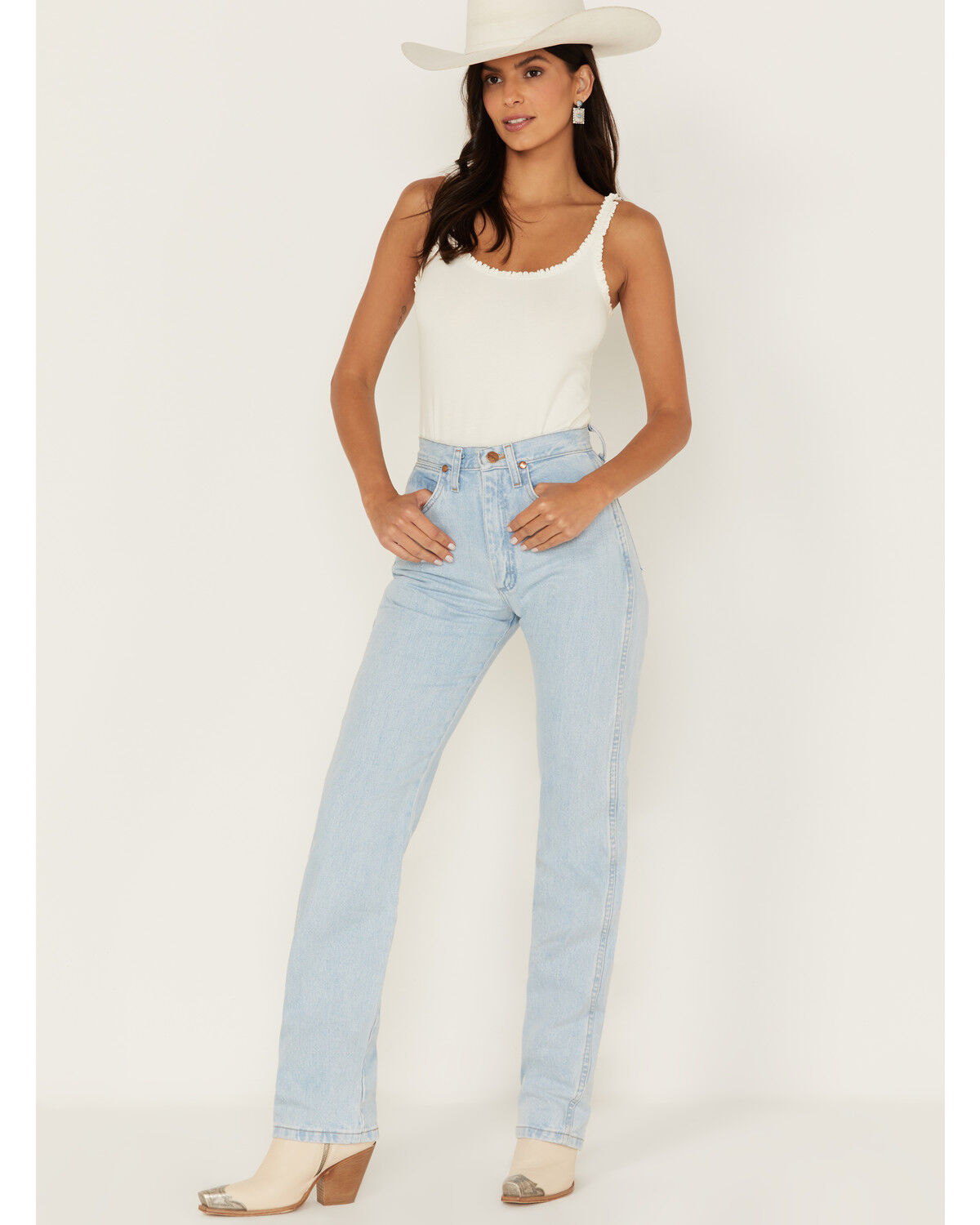 Image #1 - Wrangler Women's Light Wash Slim Fit Cowboy Cut Jeans, Light Wash, hi-res